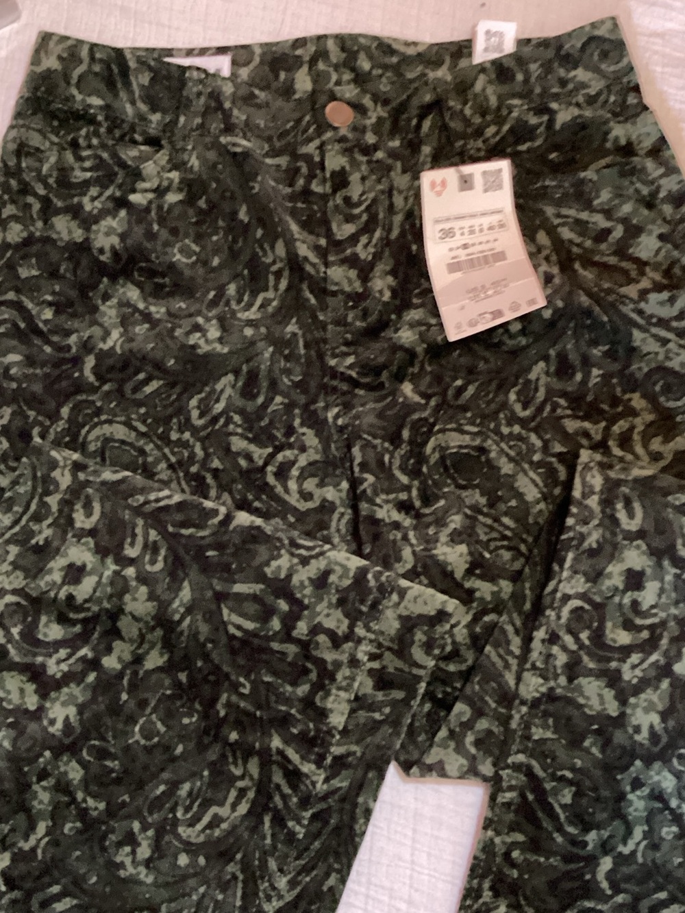 Zara Dark Green Paisley Straight Leg Pants